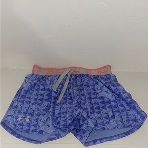 Under Armour Blue and Red Athletic Shorts Lightweight Geometric Pattern